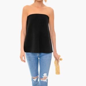 Strapless Noir Crepe Marin Top Tuckernuck